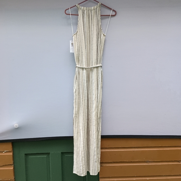 NWT Tribal Jeans linen rayon blend white tan striped dress size XS - Picture 2 of 8